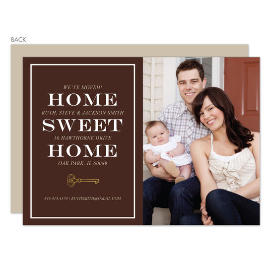 Brown Home Sweet Home Photo Moving Announcements